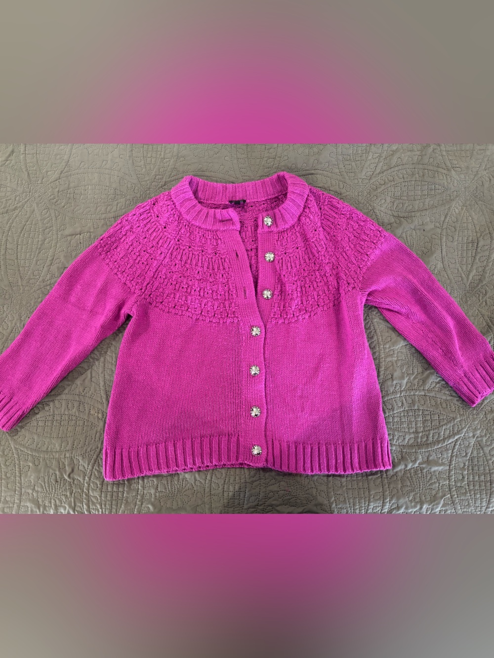 Talbots Bright Fuchsia Cable-Knit Crewneck Sweater - 1X